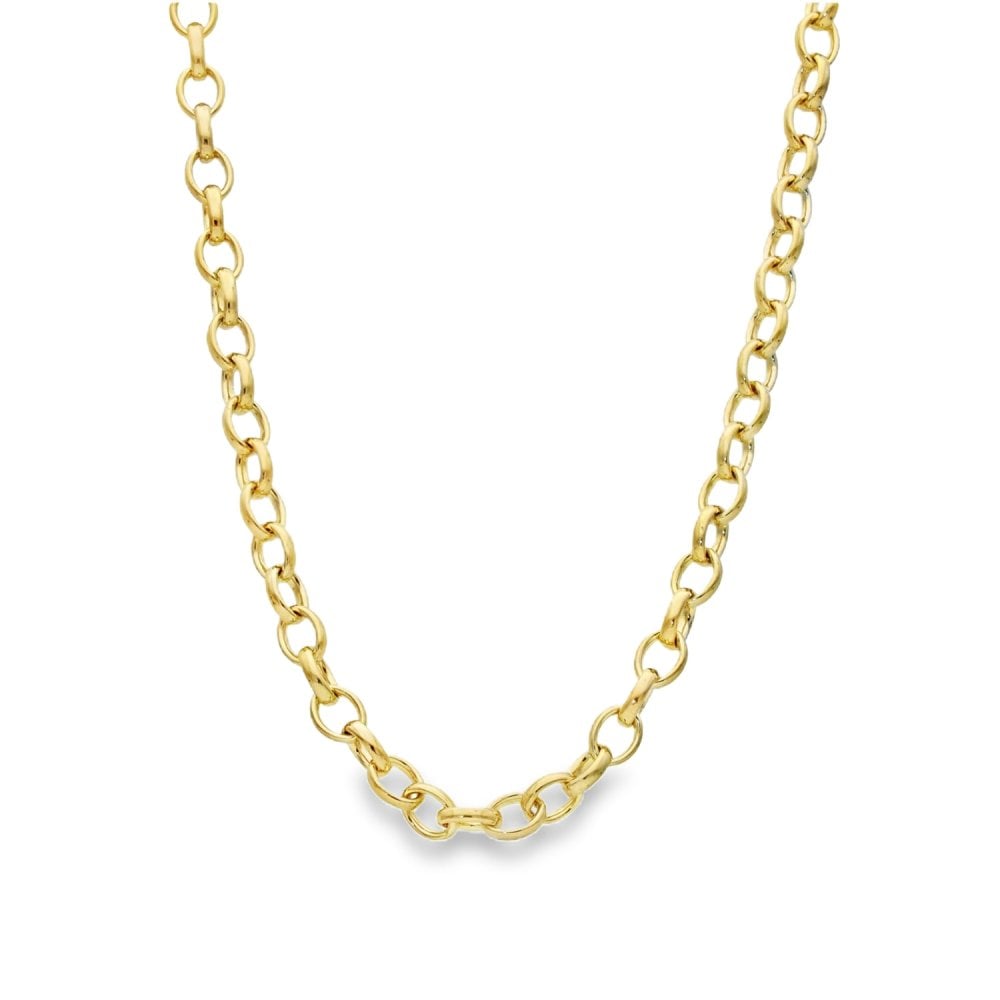 9ct Yellow Gold Oval Belcher Chain - 16" - 15.6g