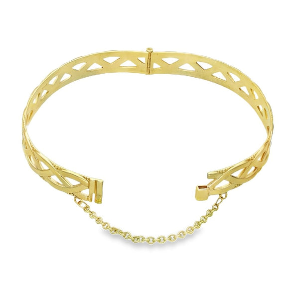 9ct Yellow Gold Celtic-Style Hinge Bangle - 17cm - 13.4g