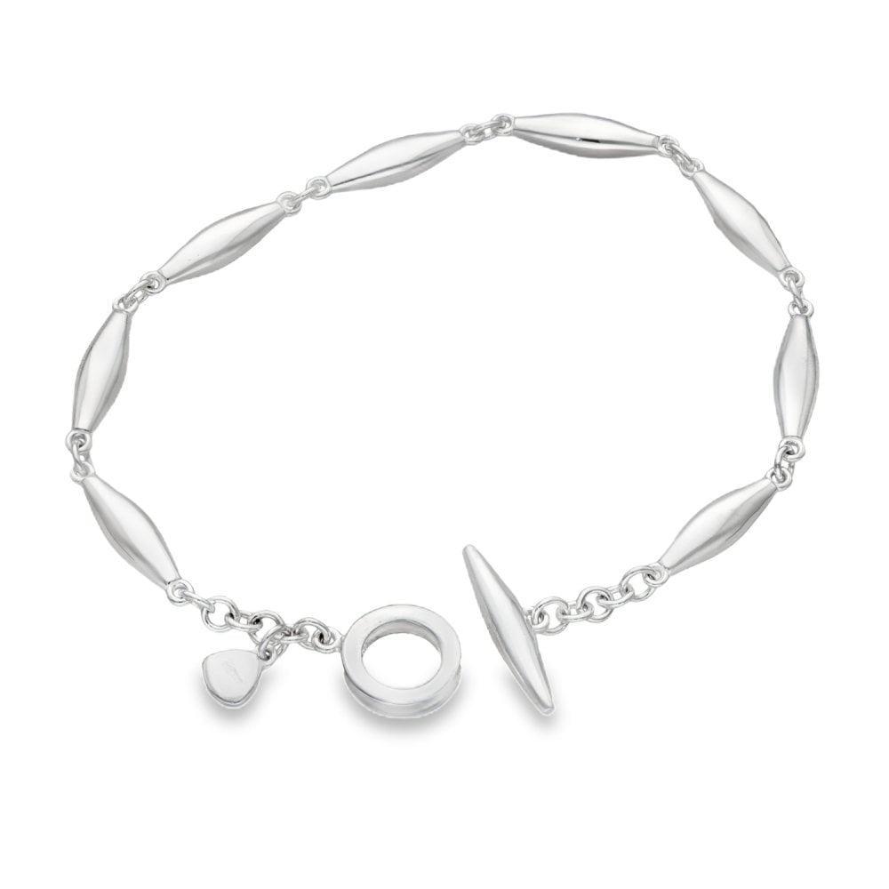 925 Silver Skittle Bracelet & T-Bar Fastener - 7.5" - 18.1g