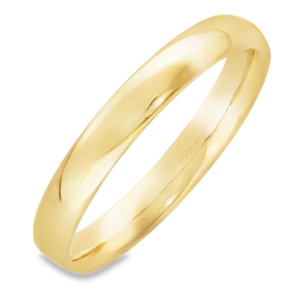 9ct Yellow Gold Court Shape Wedding Band - Size P - 3mm