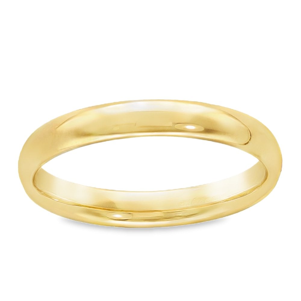 9ct Yellow Gold Court Shape Wedding Band - Size P - 3mm