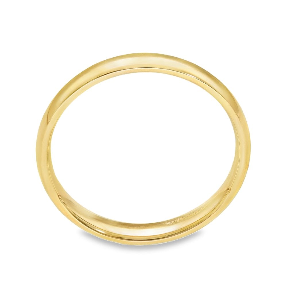 9ct Yellow Gold Court Shape Wedding Band - Size P - 3mm