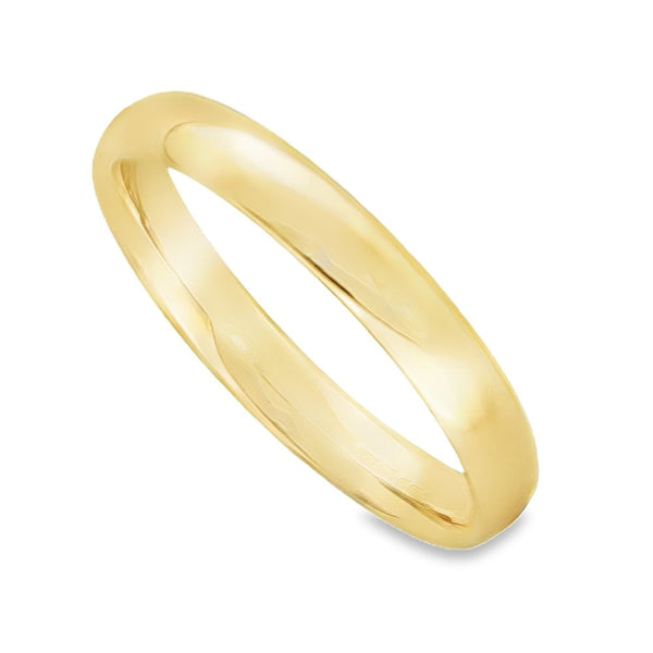 9ct Yellow Gold Court Shape Wedding Band - Size P - 3mm