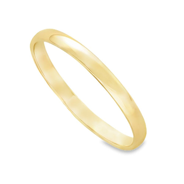 9ct Yellow Gold D-Shape Wedding Ring - Size P - 2mm