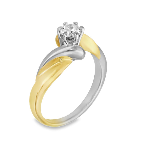 18ct Yellow & White Gold Diamond Twist Engagement Ring - 0.30ct