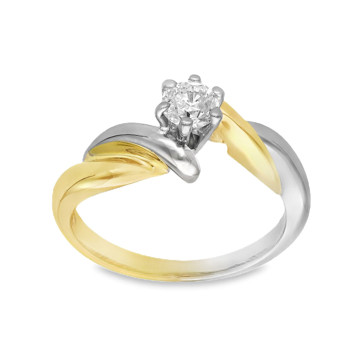 18ct Yellow & White Gold Diamond Twist Engagement Ring - 0.30ct