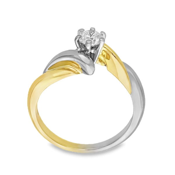 18ct Yellow & White Gold Diamond Twist Engagement Ring - 0.30ct