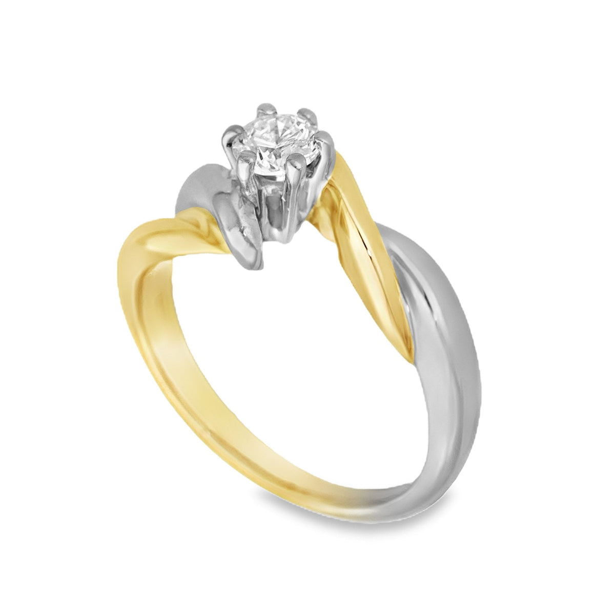 18ct Yellow & White Gold Diamond Twist Engagement Ring - 0.30ct