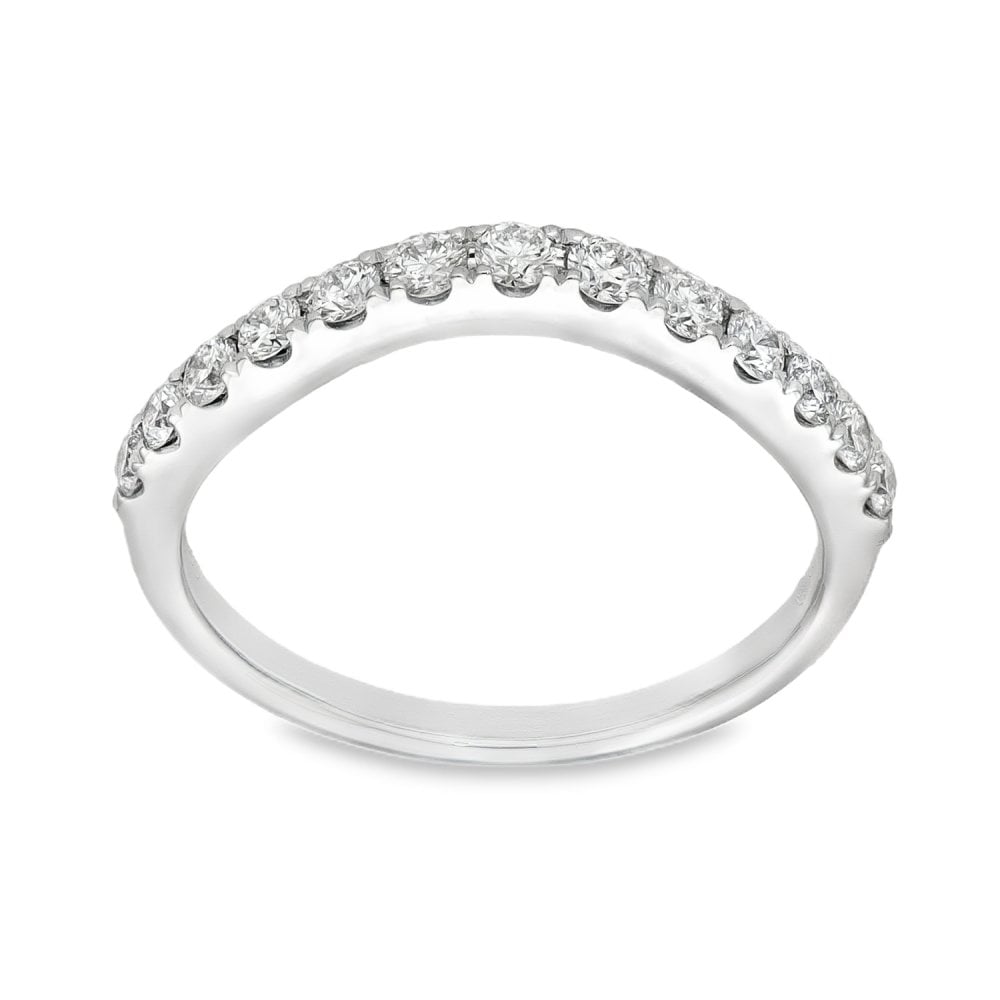 18ct White Gold Diamond Wave Half-Eternity Ring - 0.31ct