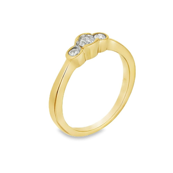 Ladies 18ct Yellow Gold Diamond Trilogy Ring - 0.25ct