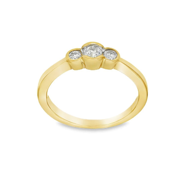 Ladies 18ct Yellow Gold Diamond Trilogy Ring - 0.25ct