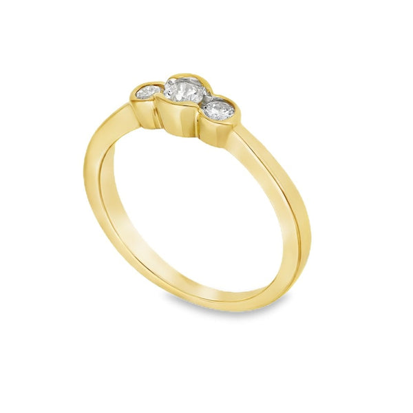Ladies 18ct Yellow Gold Diamond Trilogy Ring - 0.25ct