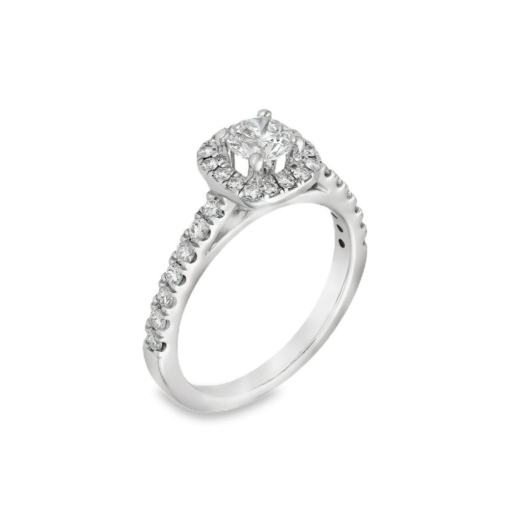 Ladies 18ct White Gold Diamond Halo Ring - 1.00ct