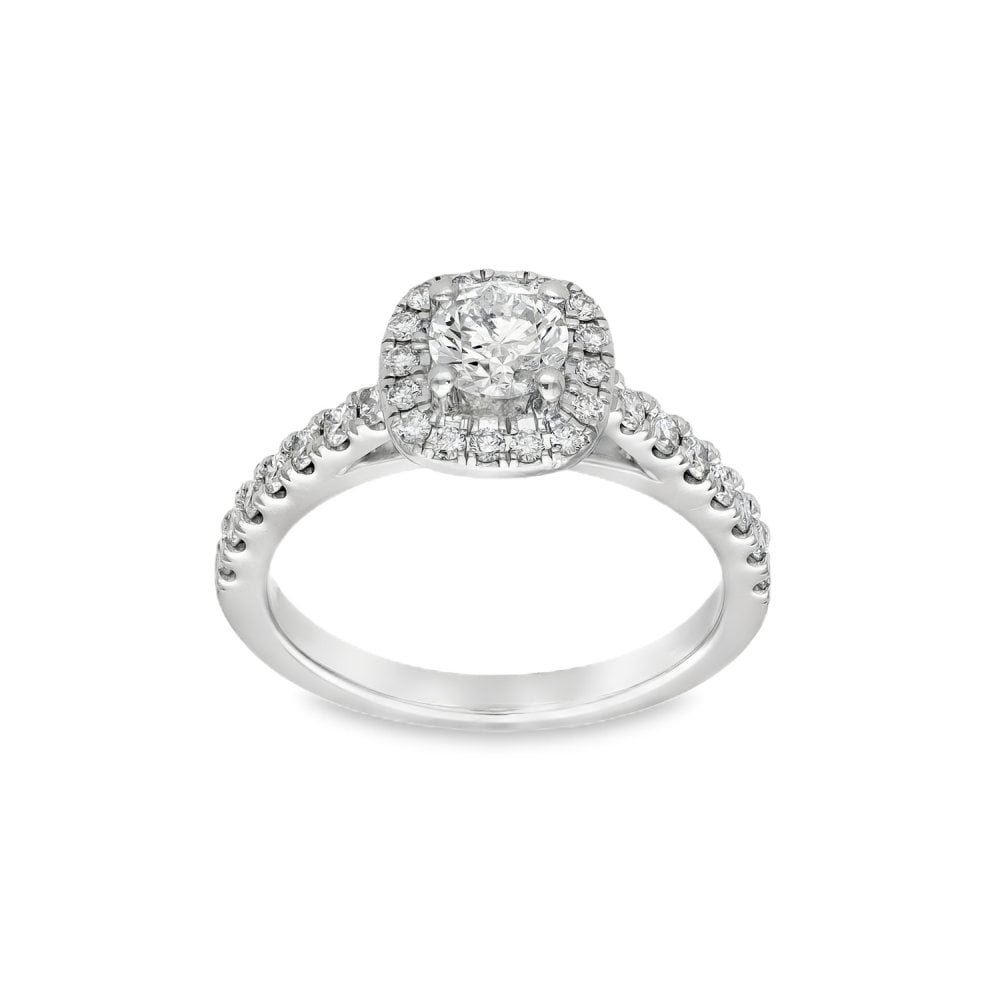 Ladies 18ct White Gold Diamond Halo Ring - 1.00ct