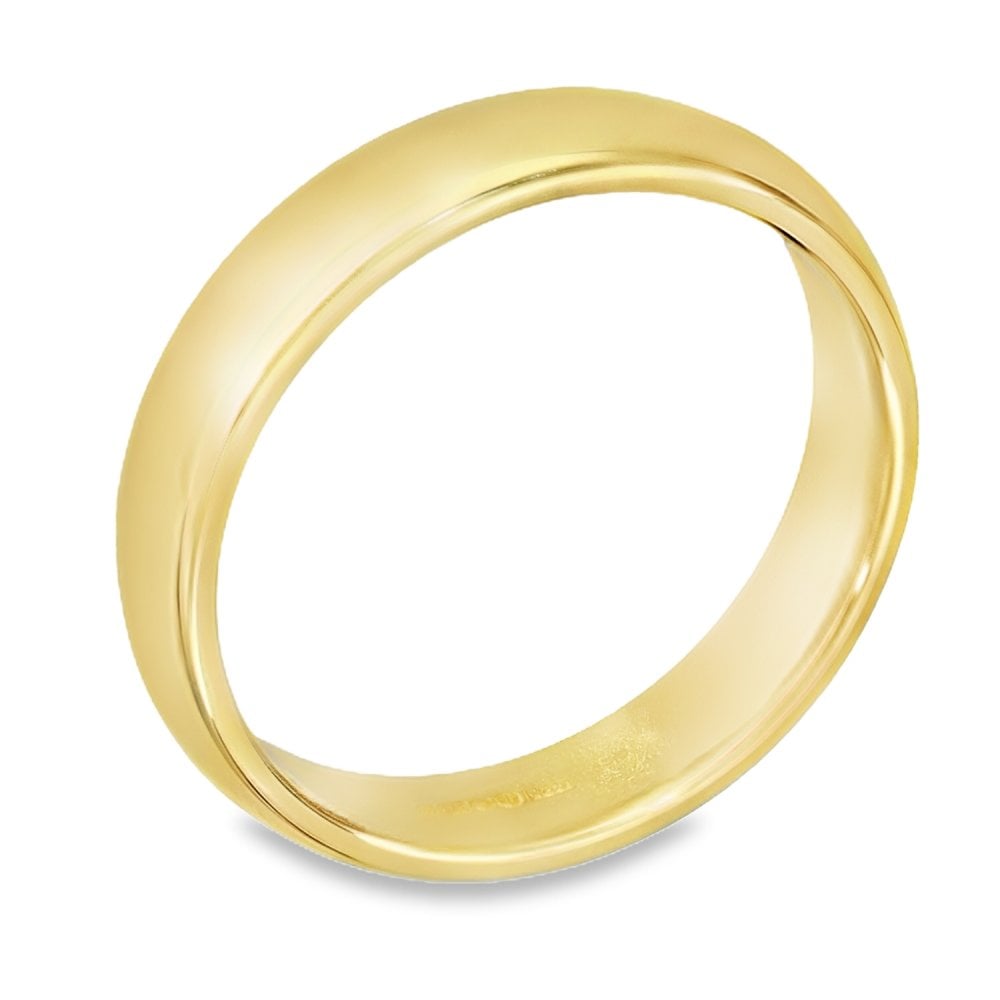 9ct Yellow Gold D-Shape Wedding Ring - Size N - 4mm