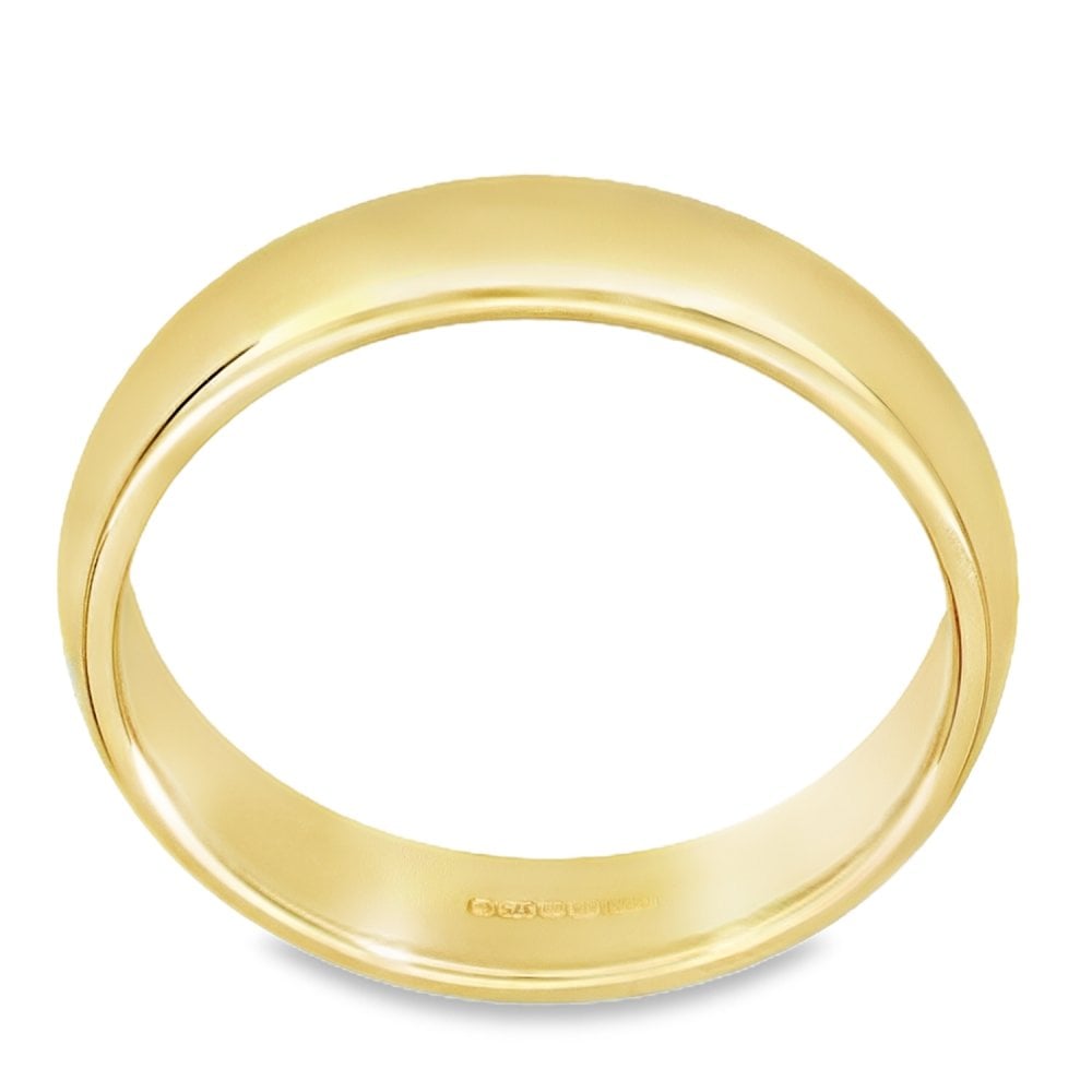 9ct Yellow Gold D-Shape Wedding Ring - Size N - 4mm