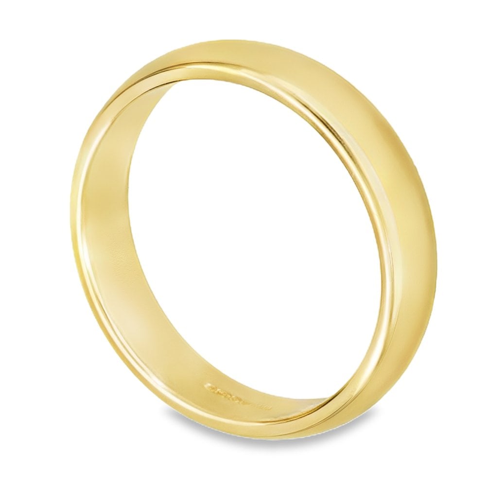 9ct Yellow Gold D-Shape Wedding Ring - Size N - 4mm