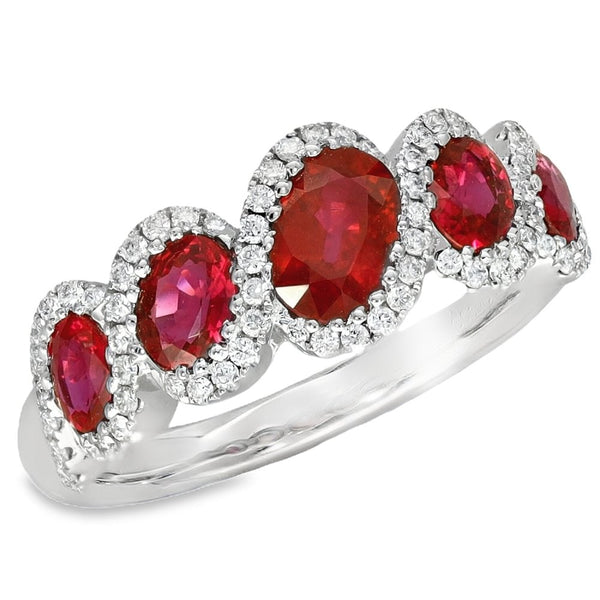 Ladies 18ct White Gold Diamond & Ruby Eternity Ring - 0.24ct