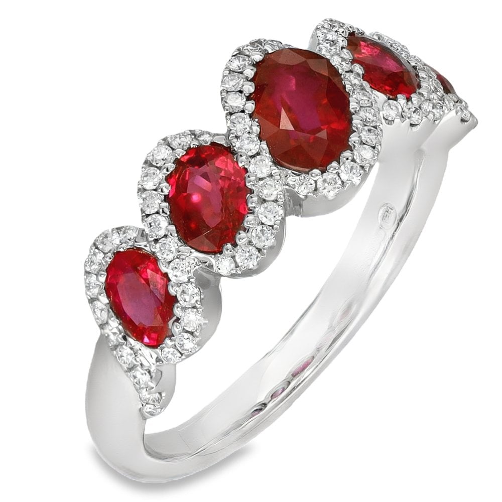 Ladies 18ct White Gold Diamond & Ruby Eternity Ring - 0.24ct
