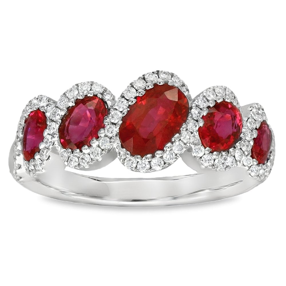 Ladies 18ct White Gold Diamond & Ruby Eternity Ring - 0.24ct
