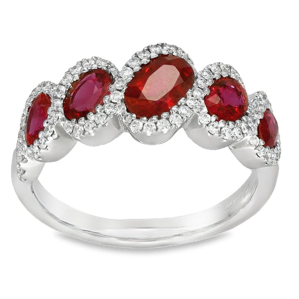 Ladies 18ct White Gold Diamond & Ruby Eternity Ring - 0.24ct