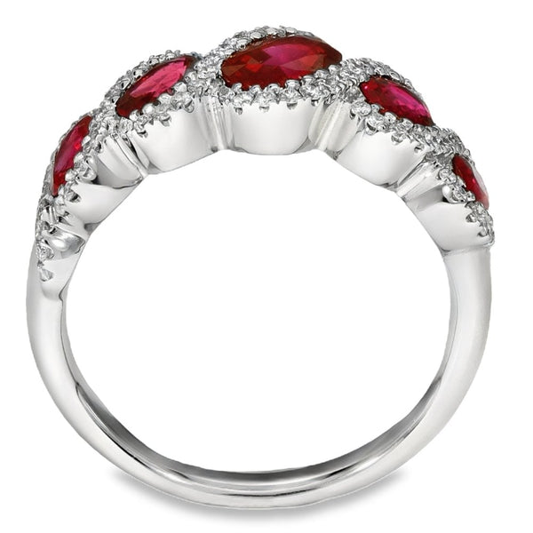 Ladies 18ct White Gold Diamond & Ruby Eternity Ring - 0.24ct