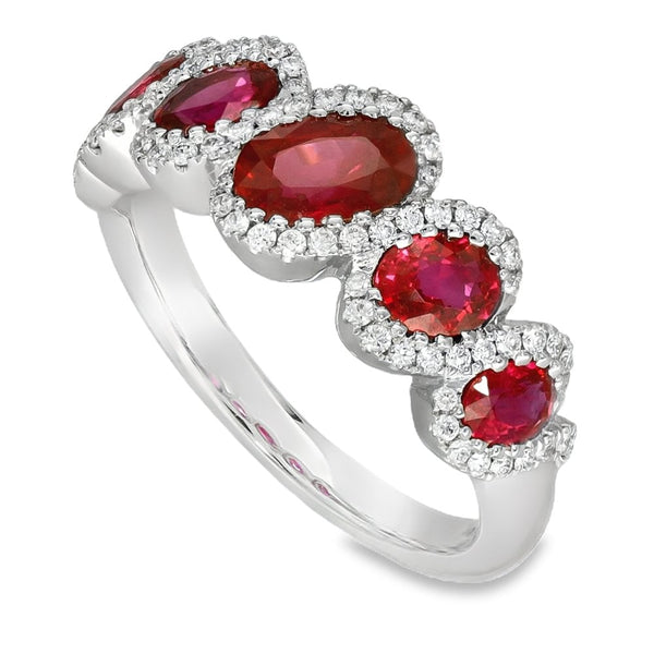 Ladies 18ct White Gold Diamond & Ruby Eternity Ring - 0.24ct