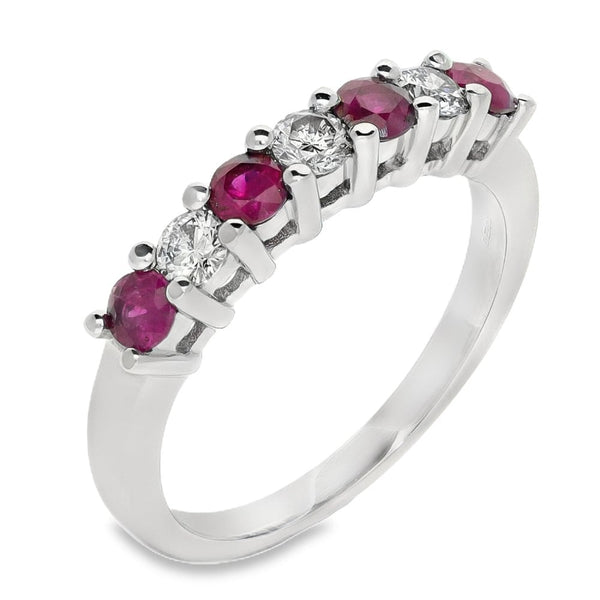 Ladies 9ct White Gold Diamond & Ruby Eternity Ring