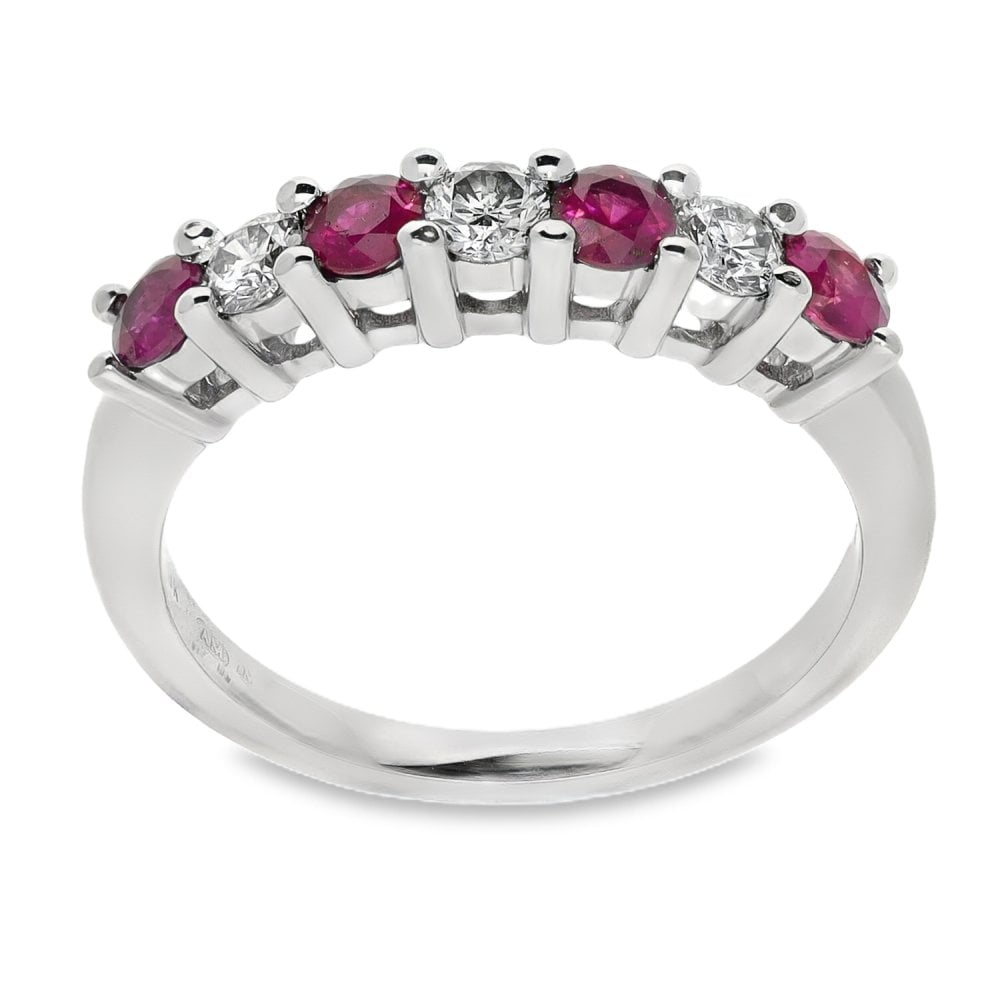 Ladies 9ct White Gold Diamond & Ruby Eternity Ring