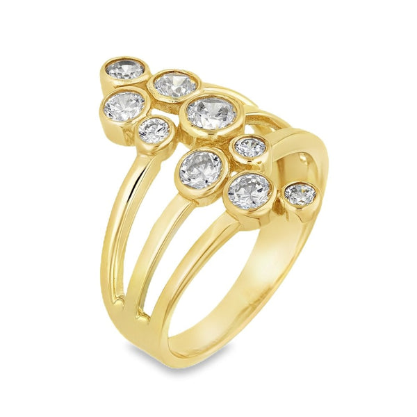 9ct Yellow Gold Cubic Zirconia Split Band Ring - Size P½ - 4mm