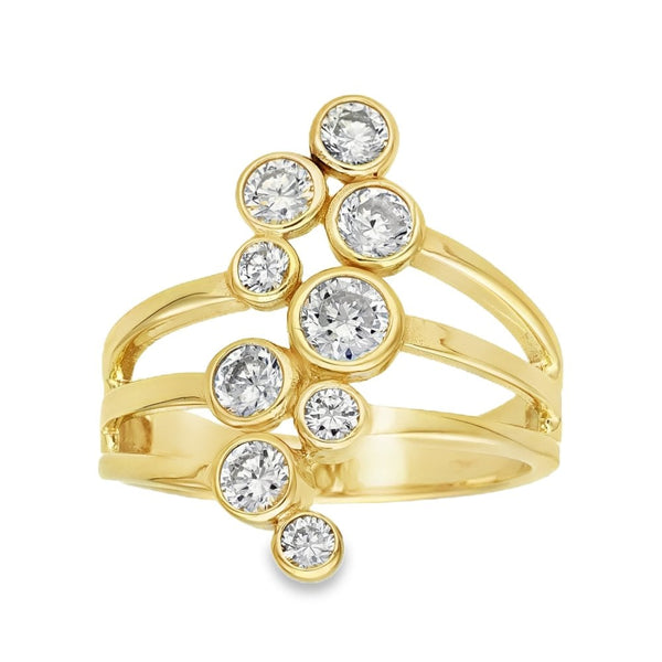 9ct Yellow Gold Cubic Zirconia Split Band Ring - Size P½ - 4mm