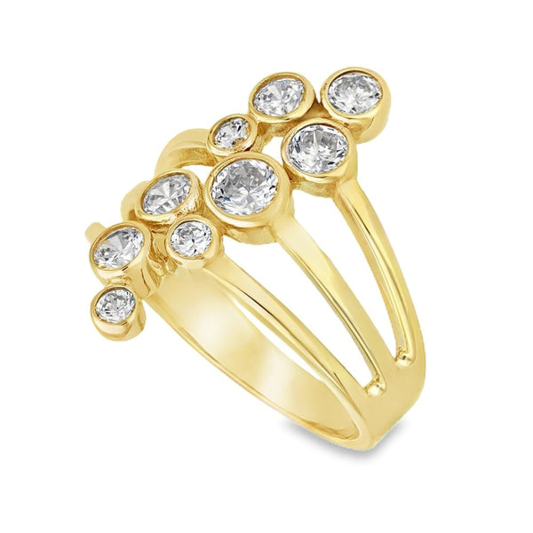 9ct Yellow Gold Cubic Zirconia Split Band Ring - Size P½ - 4mm
