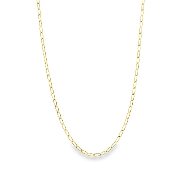 9ct Yellow Gold Fine Open Curb Chain - 20" - 2.5g