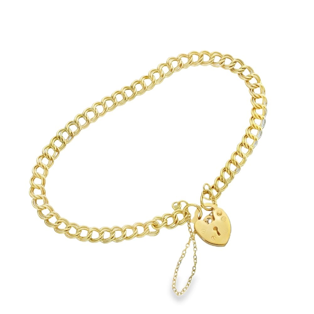 9ct Yellow Gold Double Curb Bracelet - 7" - 5.7g
