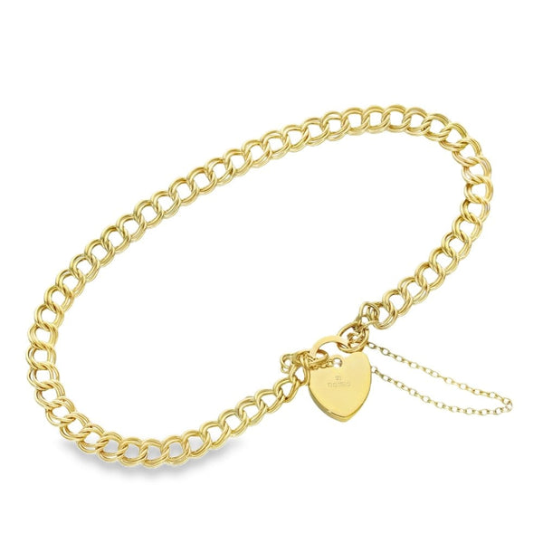 9ct Yellow Gold Double Curb Bracelet - 7" - 5.7g