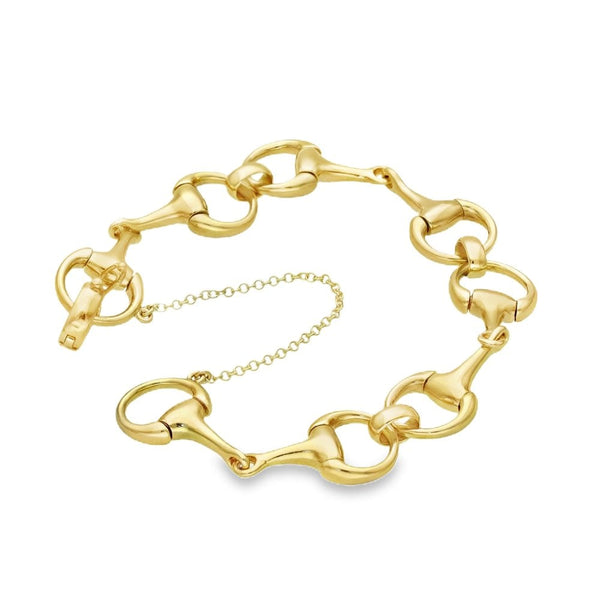 9ct Yellow Gold Horsebit-Link Bracelet - 7.5" - 23.6g