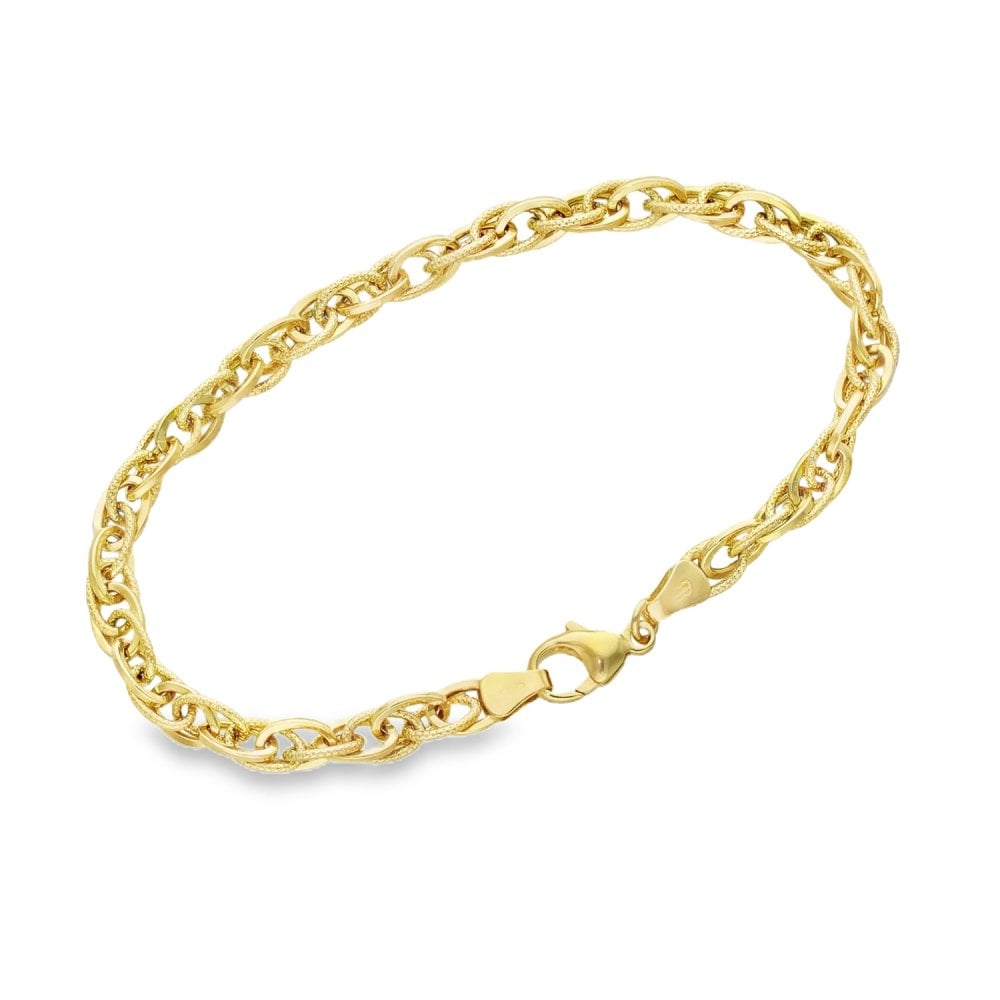 9ct Yellow Gold Hollow Prince of Wales Bracelet - 7" - 4.4g