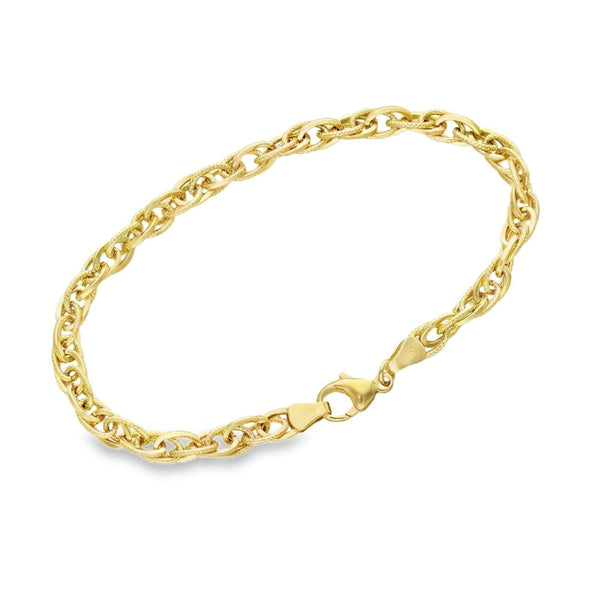 9ct Yellow Gold Hollow Prince of Wales Bracelet - 7" - 4.4g