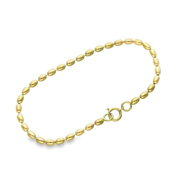 9ct Yellow Gold Bead Bracelet - 7" - 5.4g