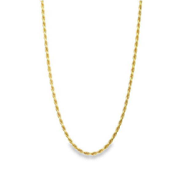 9ct Yellow Gold Rope Chain - 20" - 9.2g