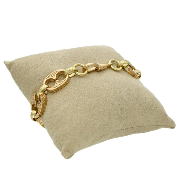 9ct Yellow & Rose Gold Fancy Bar-Link Bracelet - 9" - 36.9g