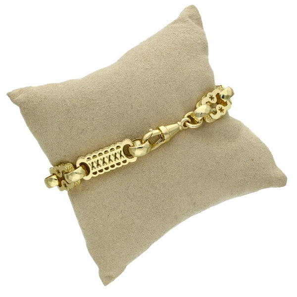 9ct Yellow Gold Fancy Bar-Link Bracelet - 9" - 37.8g