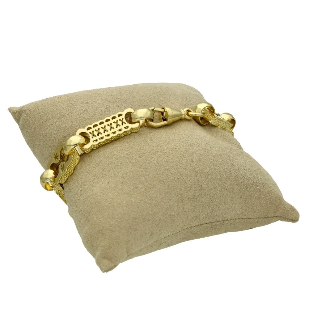 9ct Yellow Gold Fancy Bar-Link Bracelet - 9" - 37.8g