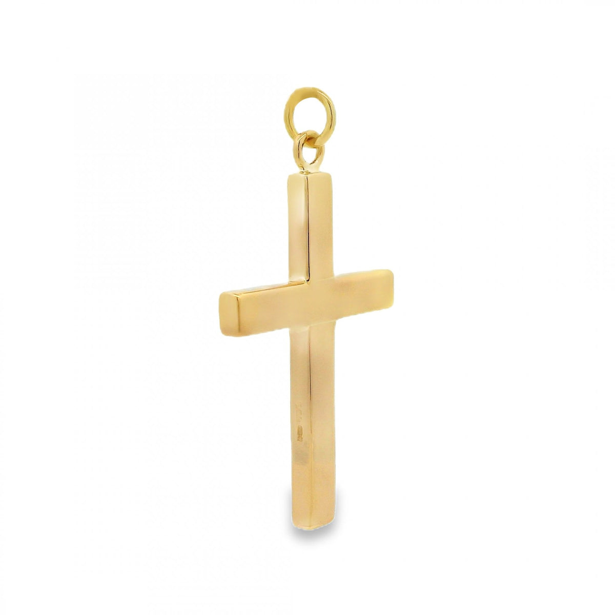 9ct Yellow Gold Square Block Cross Pendant - 26x41x3mm - 8.4g