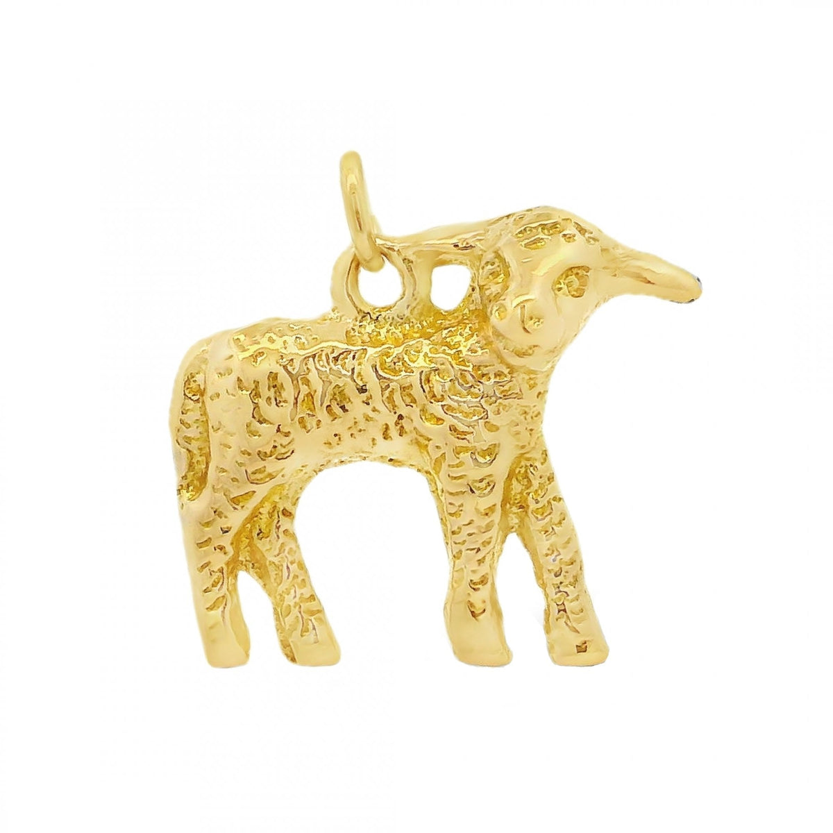 9ct Yellow Gold Lamb Charm - 21x19x8mm - 7.3g