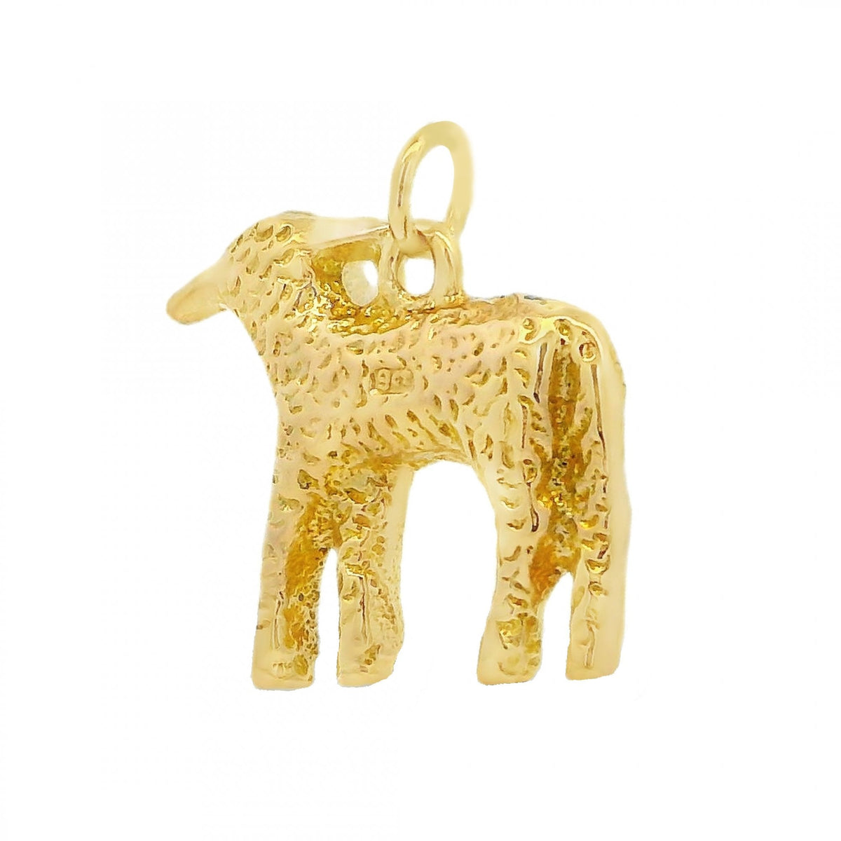 9ct Yellow Gold Lamb Charm - 21x19x8mm - 7.3g
