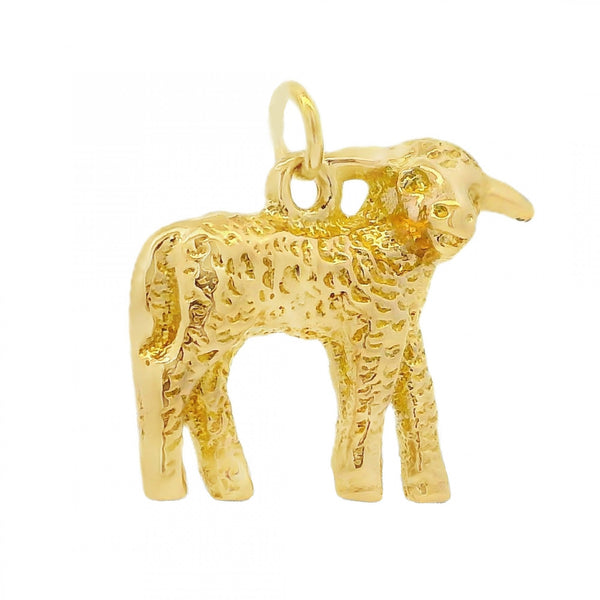 9ct Yellow Gold Lamb Charm - 21x19x8mm - 7.3g