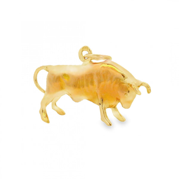 9ct Yellow Gold Bull Charm - 38x16x7mm - 2.9g