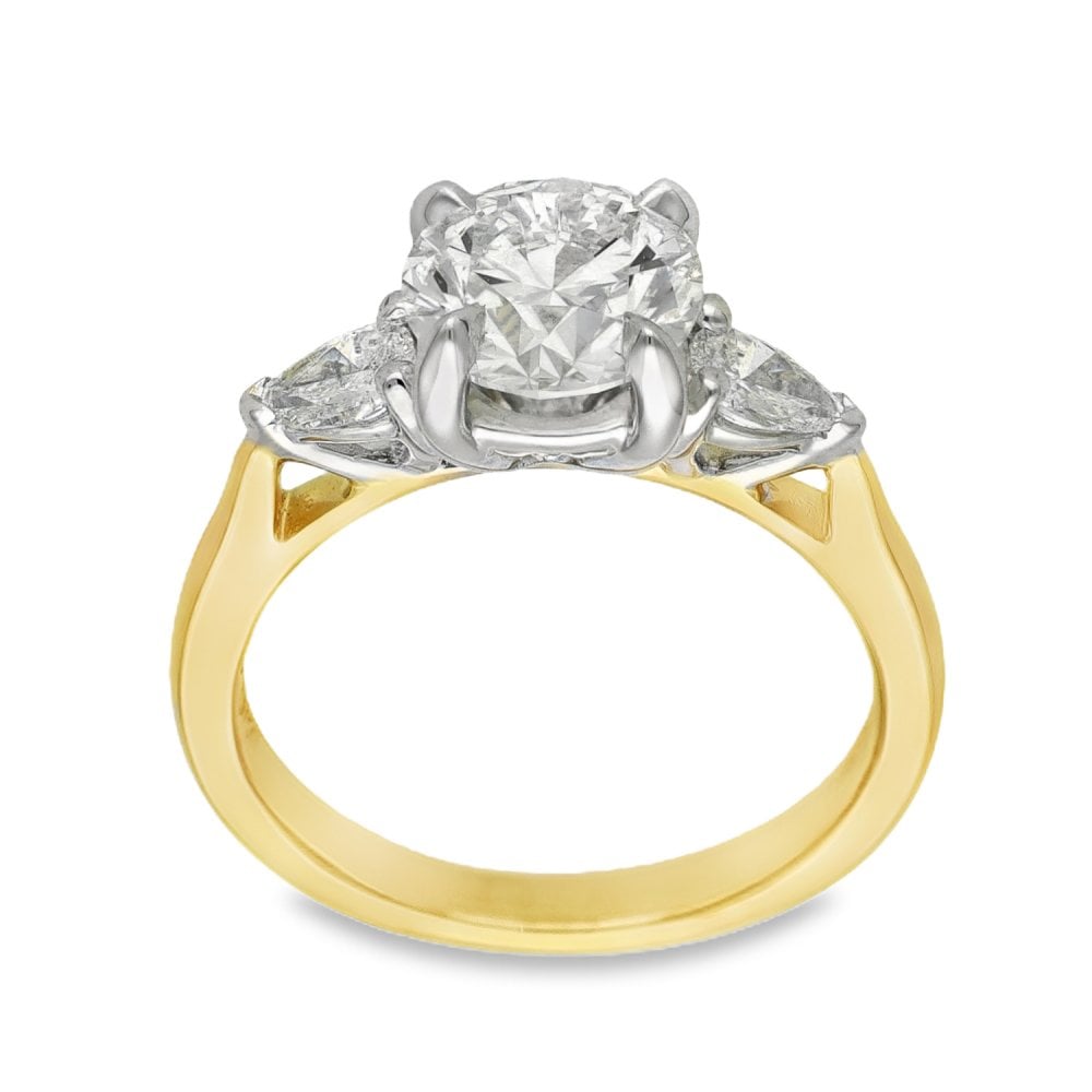 18ct Yellow Gold Diamond Trilogy Ring - Size J - 1.78ct