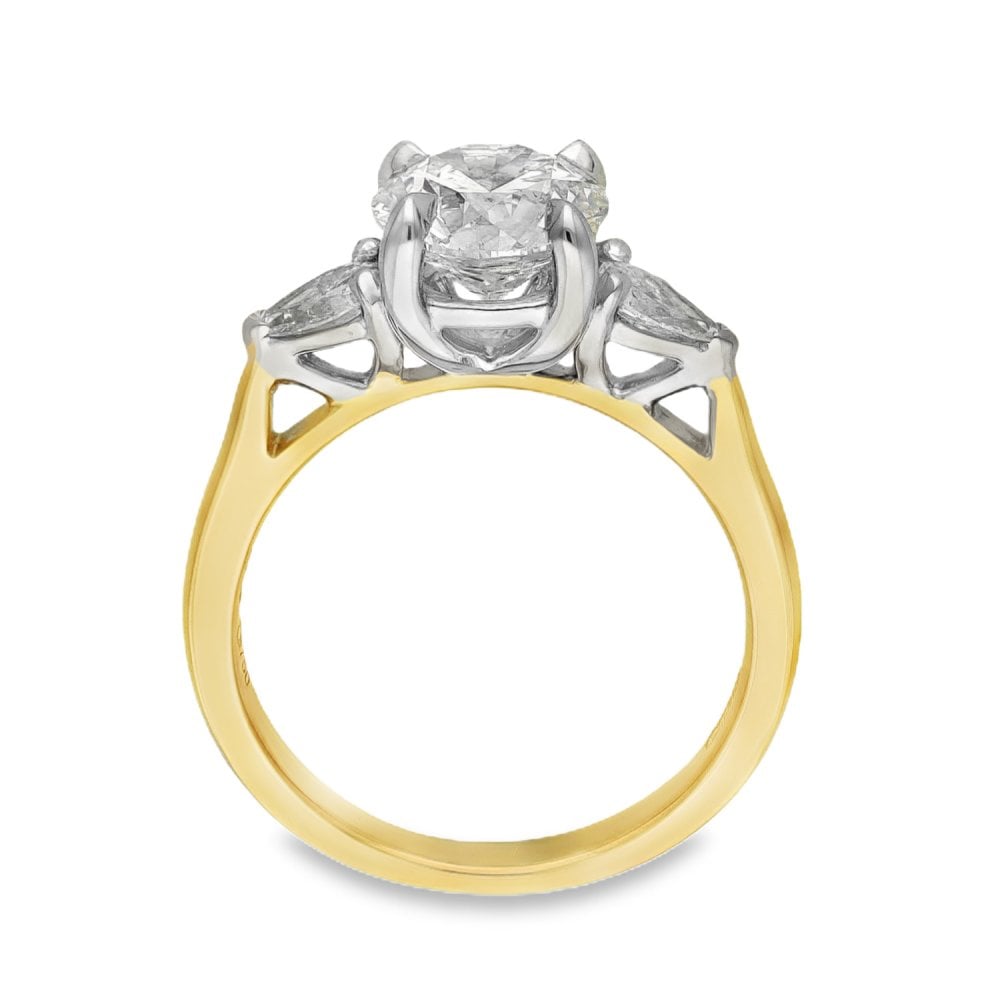 18ct Yellow Gold Diamond Trilogy Ring - Size J - 1.78ct
